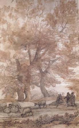 Claude Lorrain Trees,Figures,and sheep (mk17) Sweden oil painting art